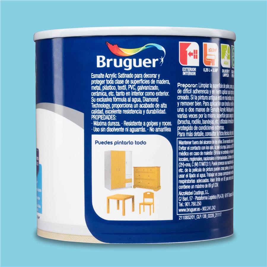 Esmalte Acryllic Multisuperficies Satinado Azul Caribe 0,250L