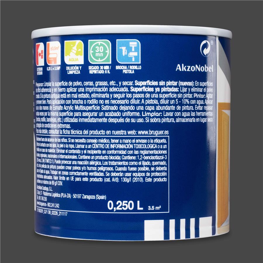 Esmalte Acryllic Multisuperficies Satinado Grafito 0,250L