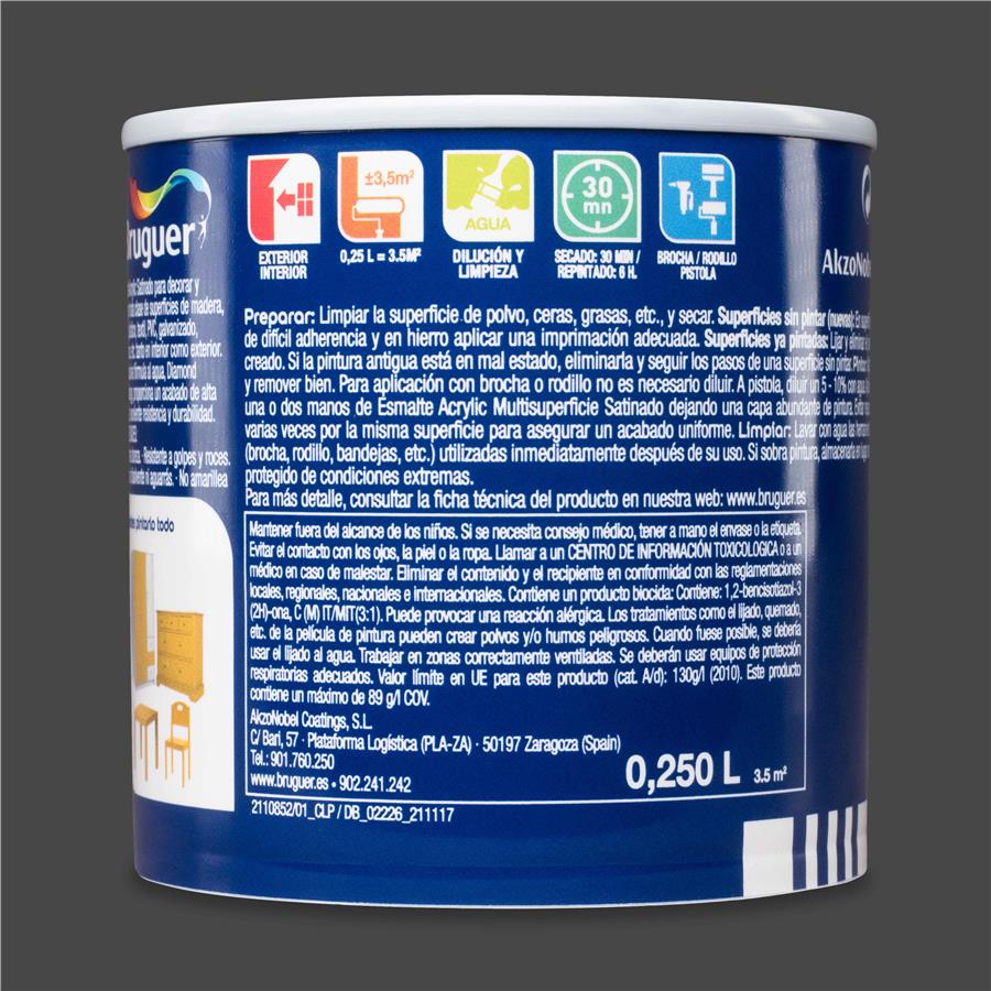 Esmalte Acryllic Multisuperficies Satinado Grafito 0,250L