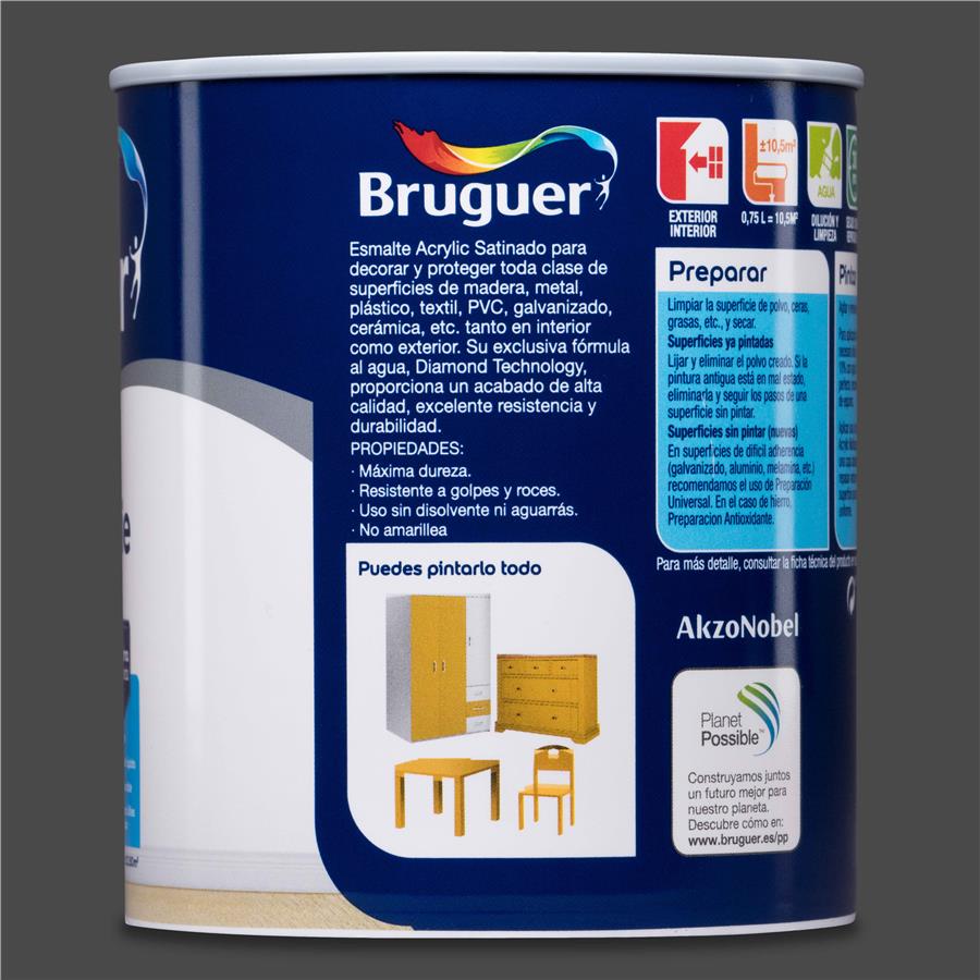 Esmalte Acryllic Multisuperficies Satinado Grafito 0,750L