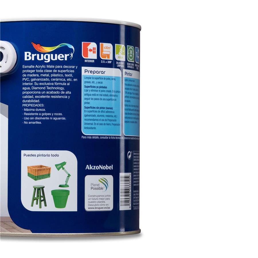 Esmalte Acryllic Multisuperficie Mate Blanco Permanente 2,5L