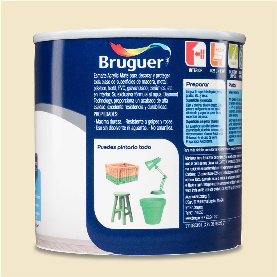 Esmalte Acryllic Multisuperficie Mate Blanco Lino 0,250L