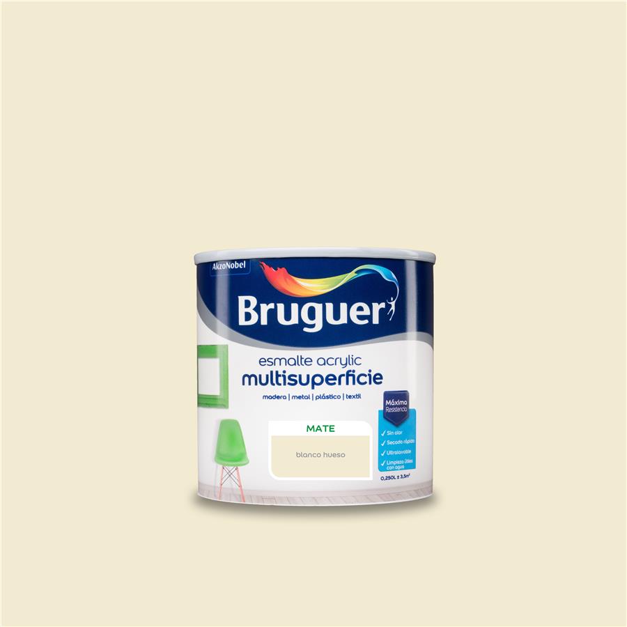 Esmalte Acryllic Multisuperficie Mate Blanco Hueso 0,250L