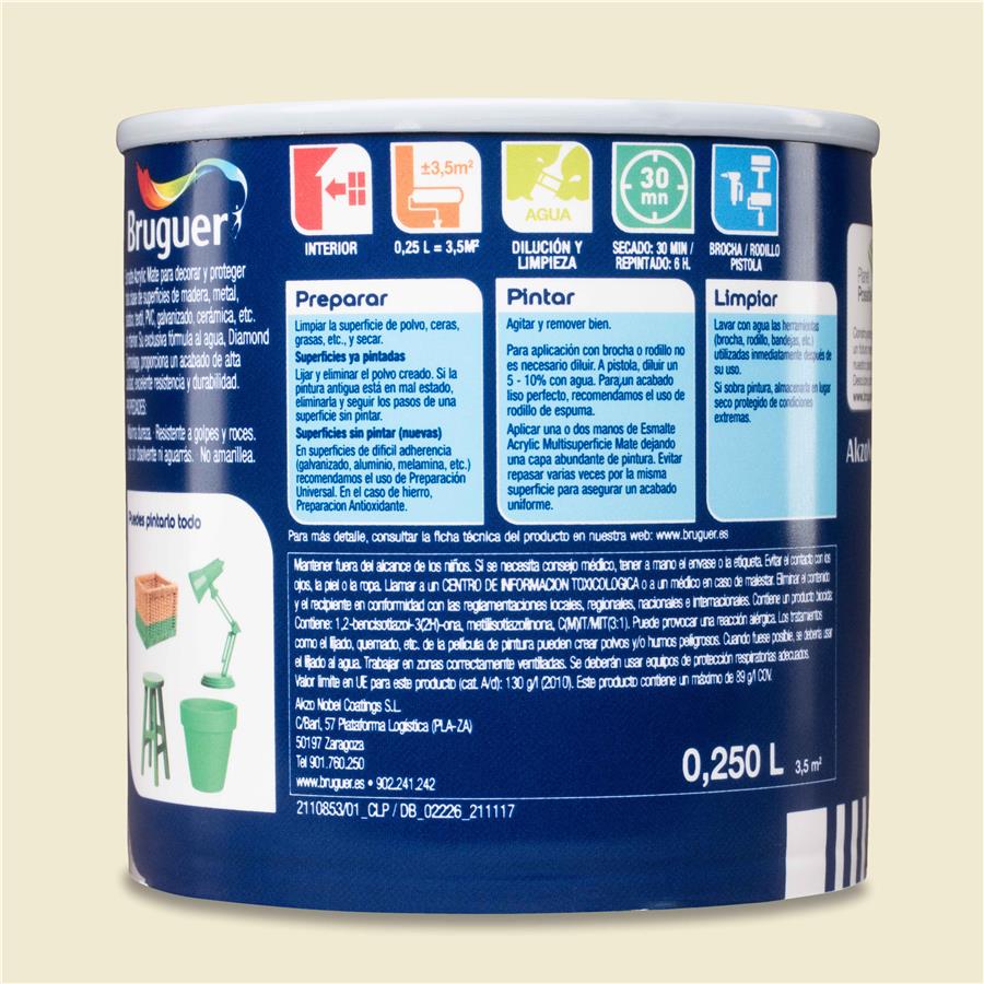 Esmalte Acryllic Multisuperficie Mate Blanco Hueso 0,250L