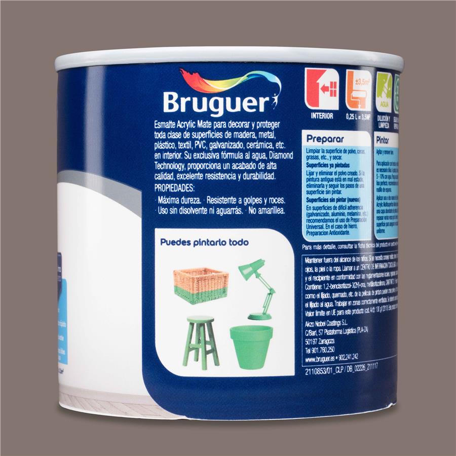 Esmalte Acryllic Multisuperficie Mate Moka 2,5L