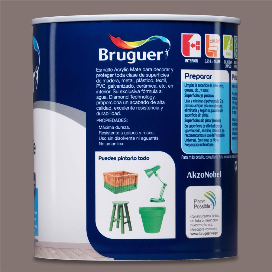 Esmalte Acryllic Multisuperficie Mate Moka 0,750L