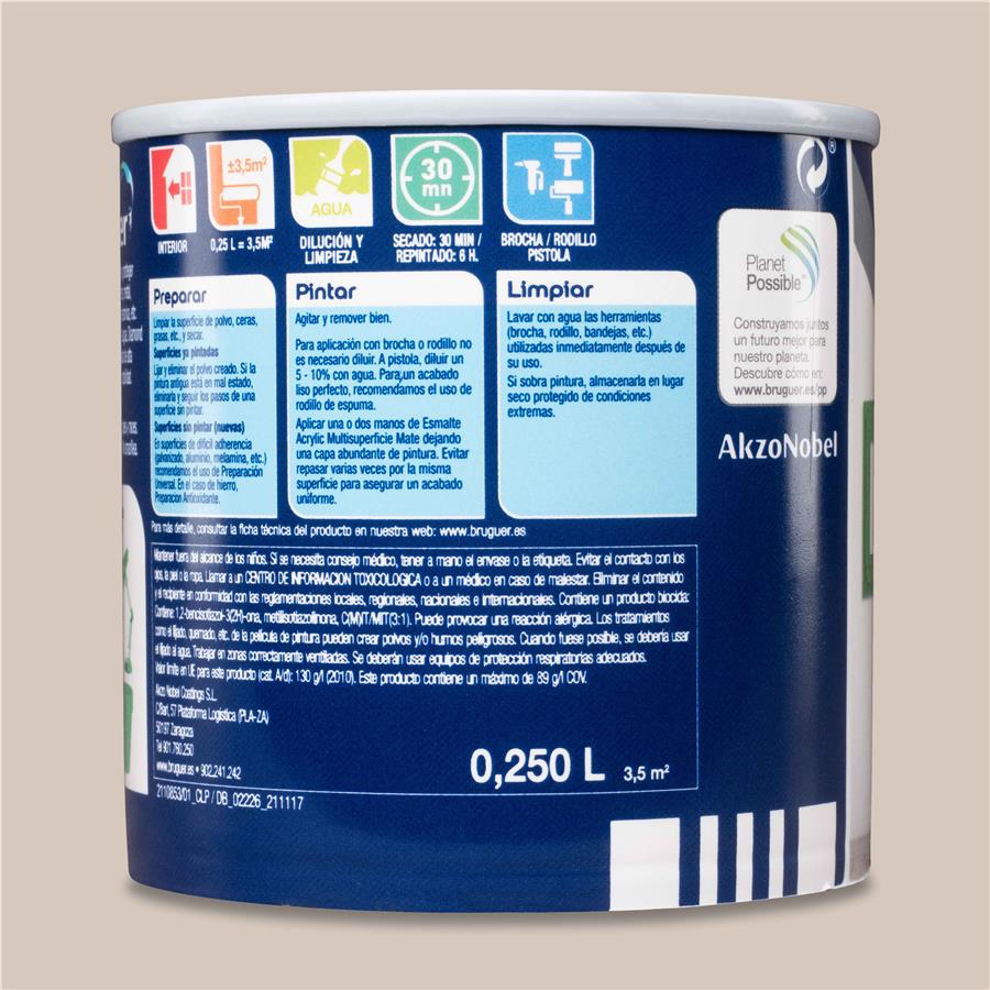 Esmalte Acryllic Multisuperficie Mate Piedra Suave 0,250L