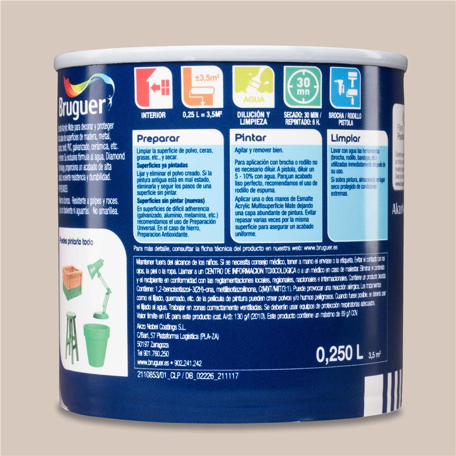 Esmalte Acryllic Multisuperficie Mate Piedra Suave 0,250L