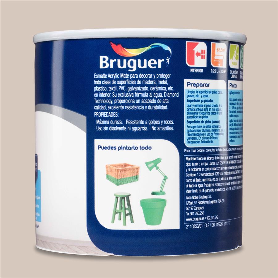 Esmalte Acryllic Multisuperficie Mate Piedra Suave 0,250L