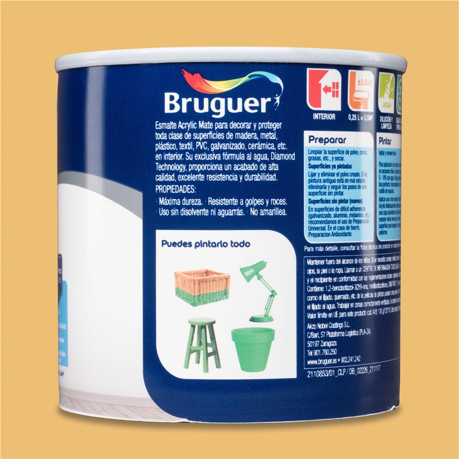 Esmalte Acryllic Multisuperficie Mate Mostaza 0,250L