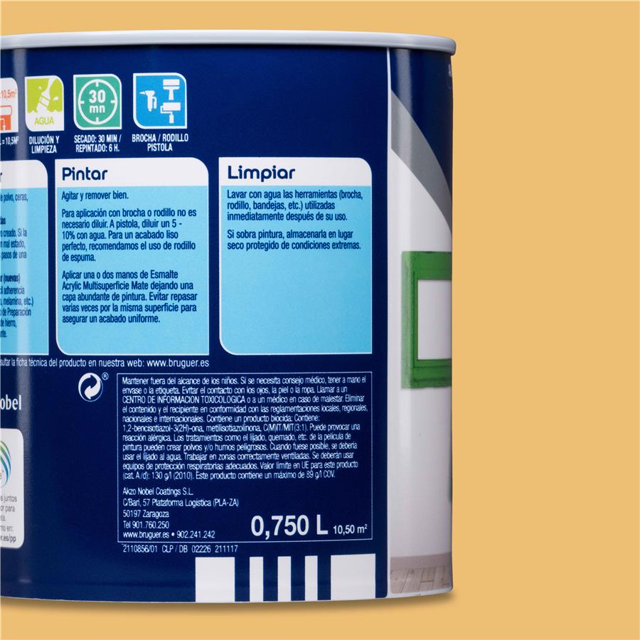 Esmalte Acryllic Multisuperficie Mate Mostaza 0,750L