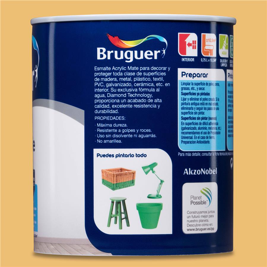 Esmalte Acryllic Multisuperficie Mate Mostaza 0,750L