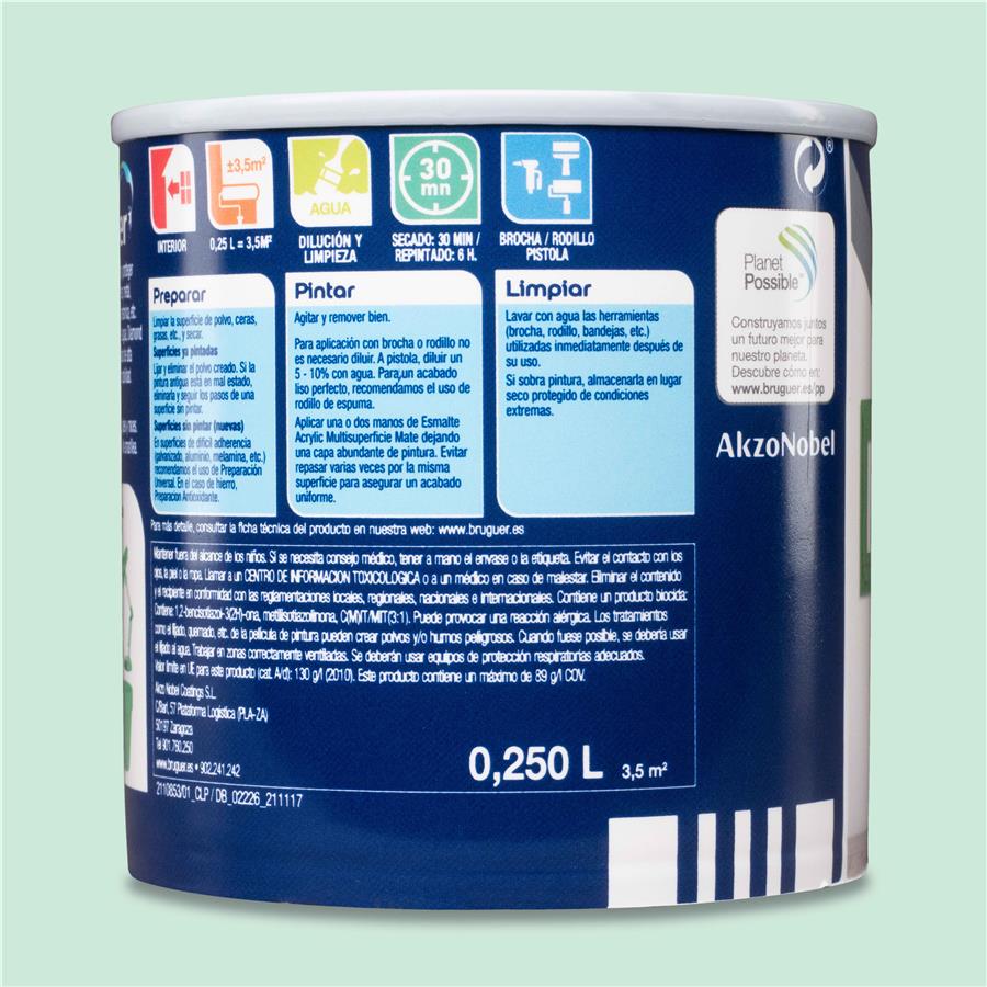 Esmalte Acryllic Multisuperficie Mate Mint 0,250L