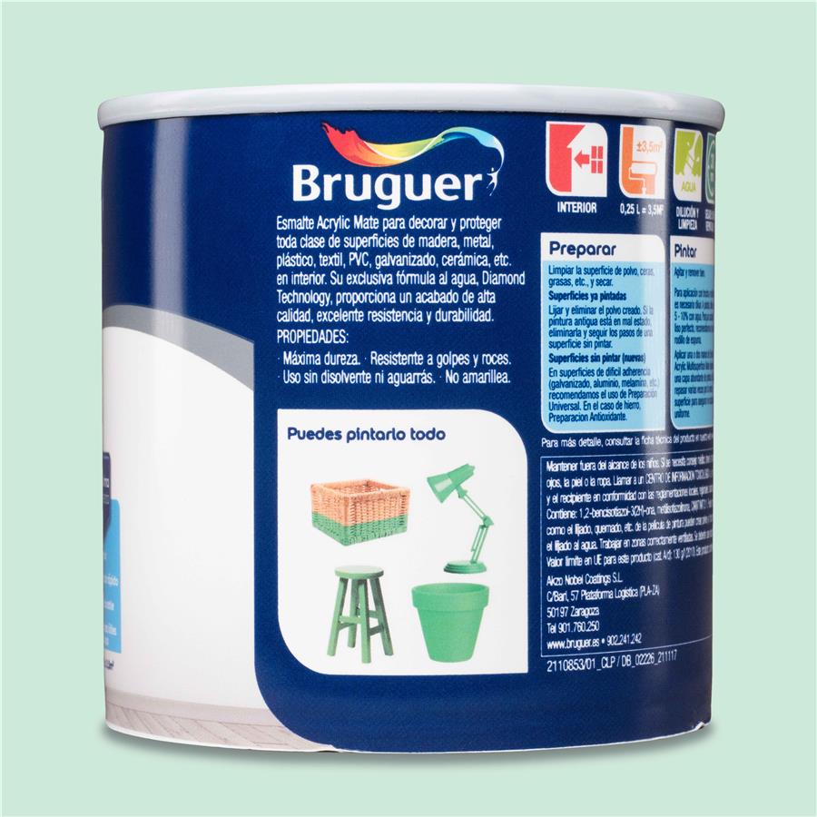 Esmalte Acryllic Multisuperficie Mate Mint 0,250L