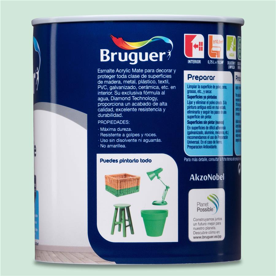 Esmalte Acryllic Multisuperficie Mate Mint 0,750L