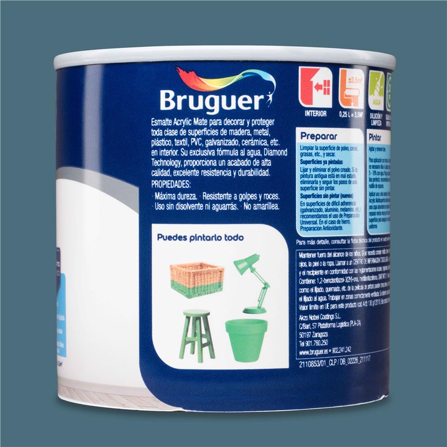 Esmalte Acryllic Multisuperficie Mate Azul Índigo 0,250L