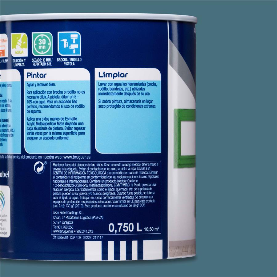 Esmalte Acryllic Multisuperficie Mate Azul Índigo 0,750L