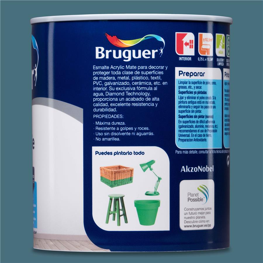 Esmalte Acryllic Multisuperficie Mate Azul Índigo 0,750L