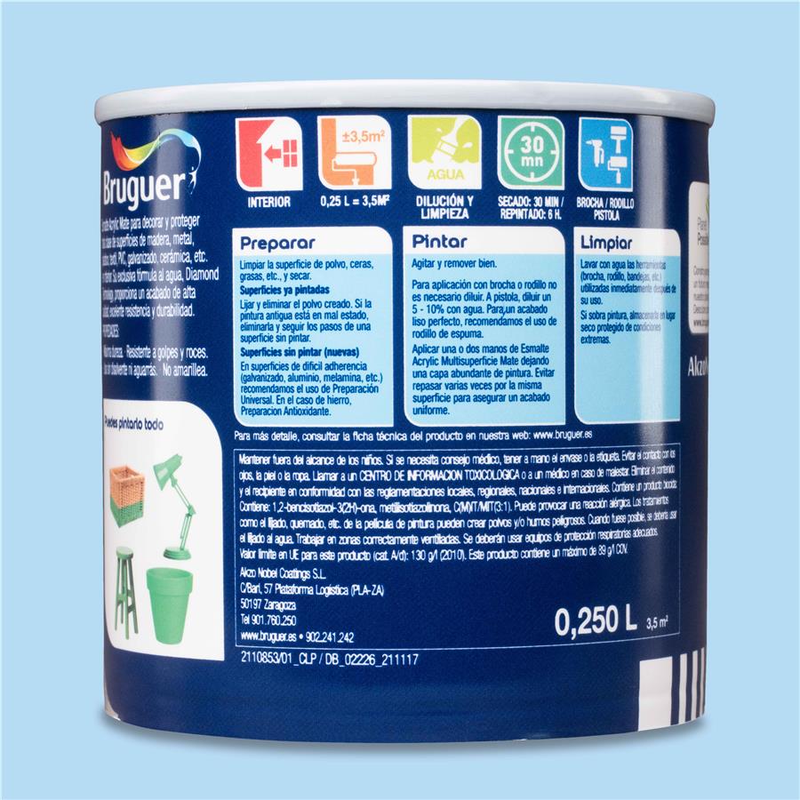Esmalte Acryllic Multisuperficie Mate Azul Pastel 0,250L