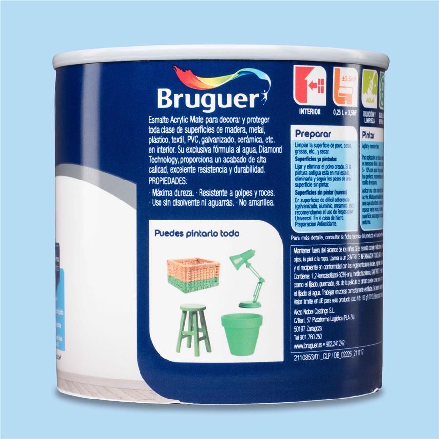 Esmalte Acryllic Multisuperficie Mate Azul Pastel 0,250L