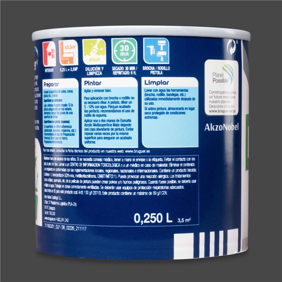 Esmalte Acryllic Multisuperficie Mate Grafito 0,250L