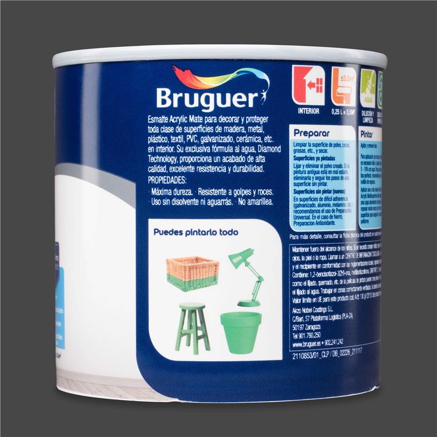 Esmalte Acryllic Multisuperficie Mate Grafito 0,250L