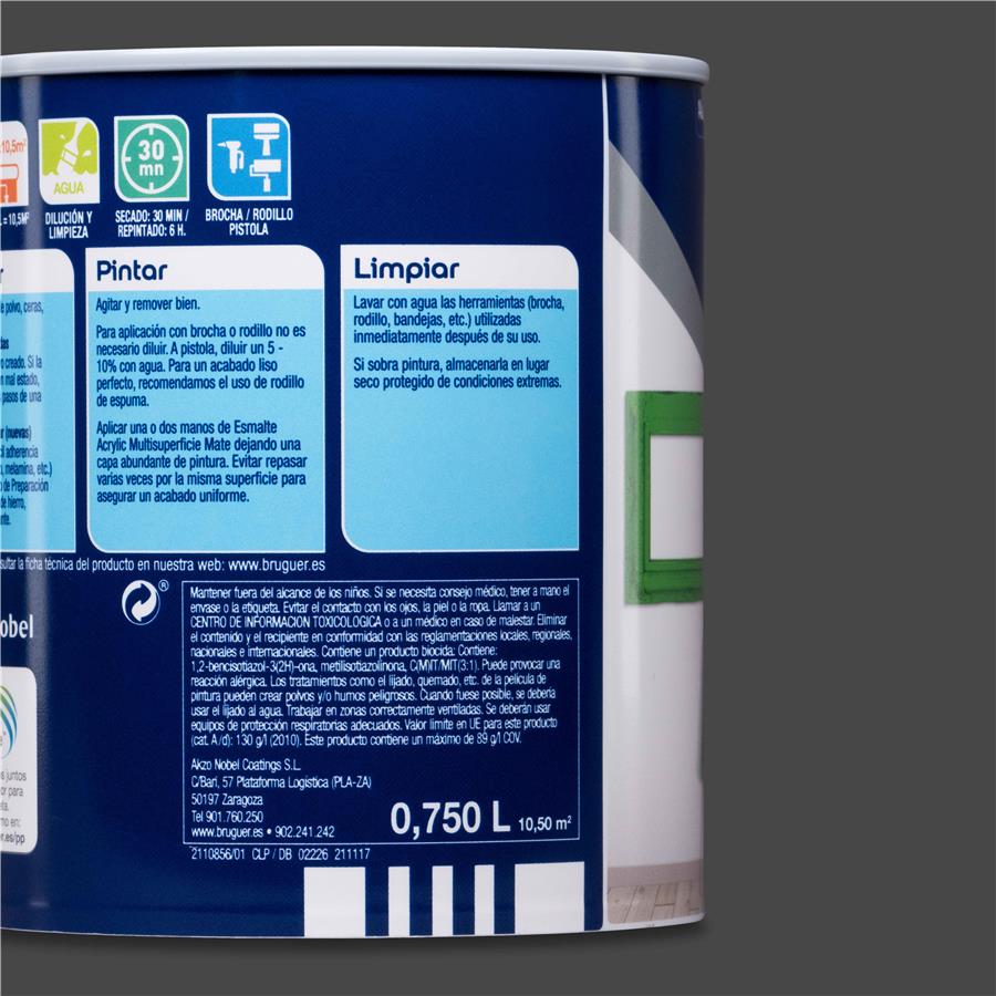 Esmalte Acryllic Multisuperficie Mate Grafito 0,750L