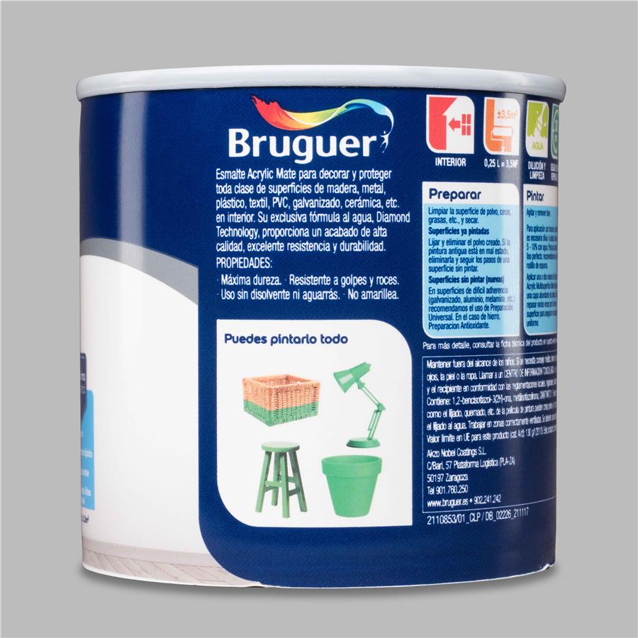 Esmalte Acryllic Multisuperficie Mate Gris Ceniza 0,250L