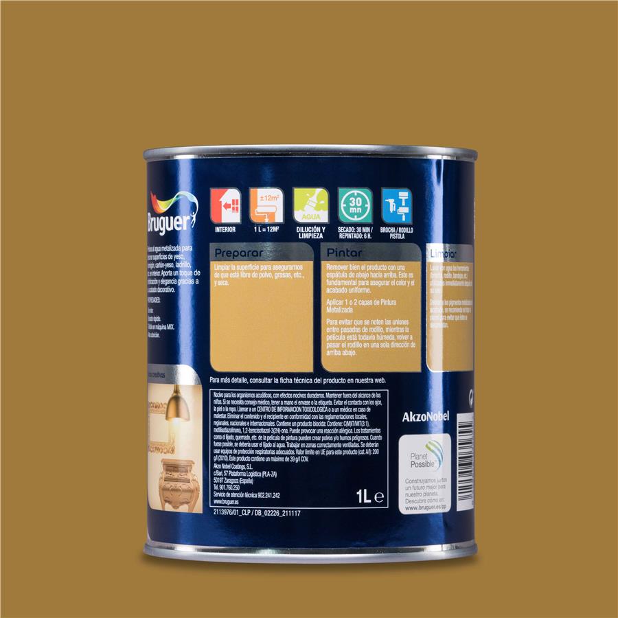 Esmalte Pintura Metalizada Dorado Bruguer 1L