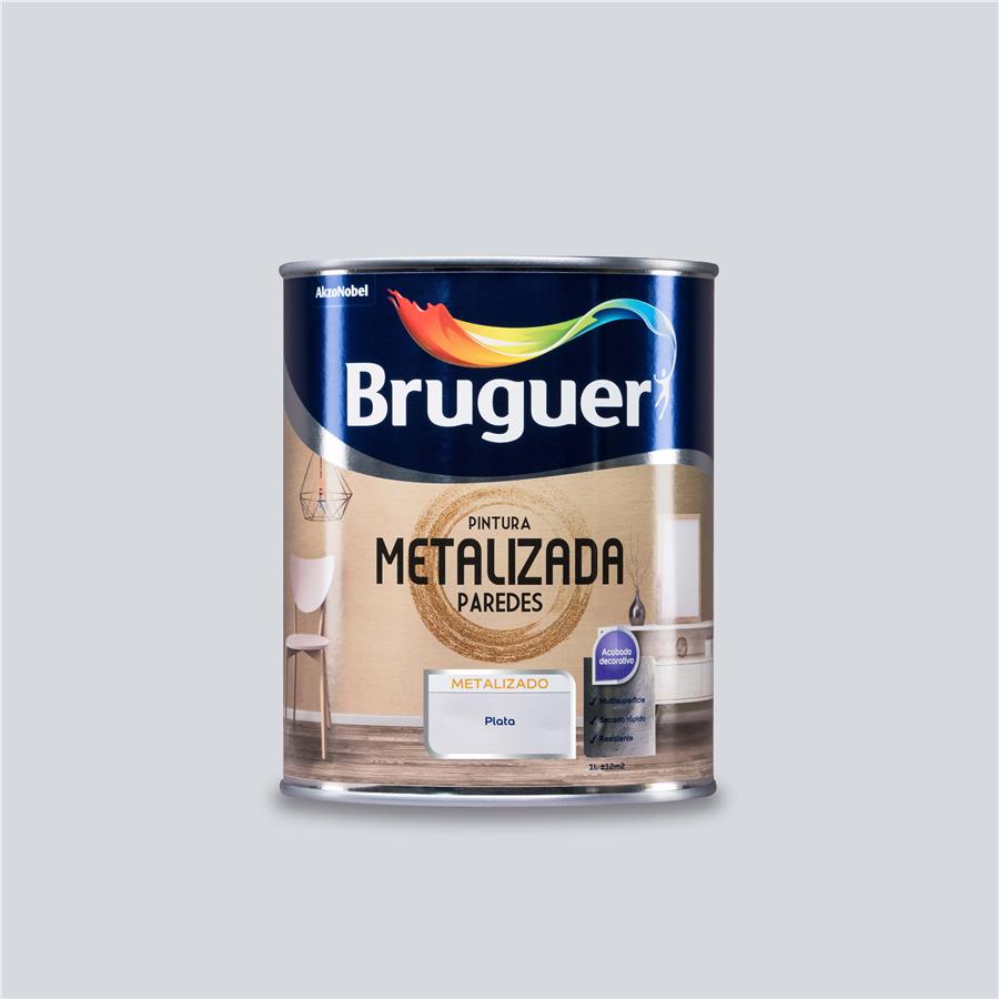 Esmalte Pintura Metalizada Plata Bruguer 1L