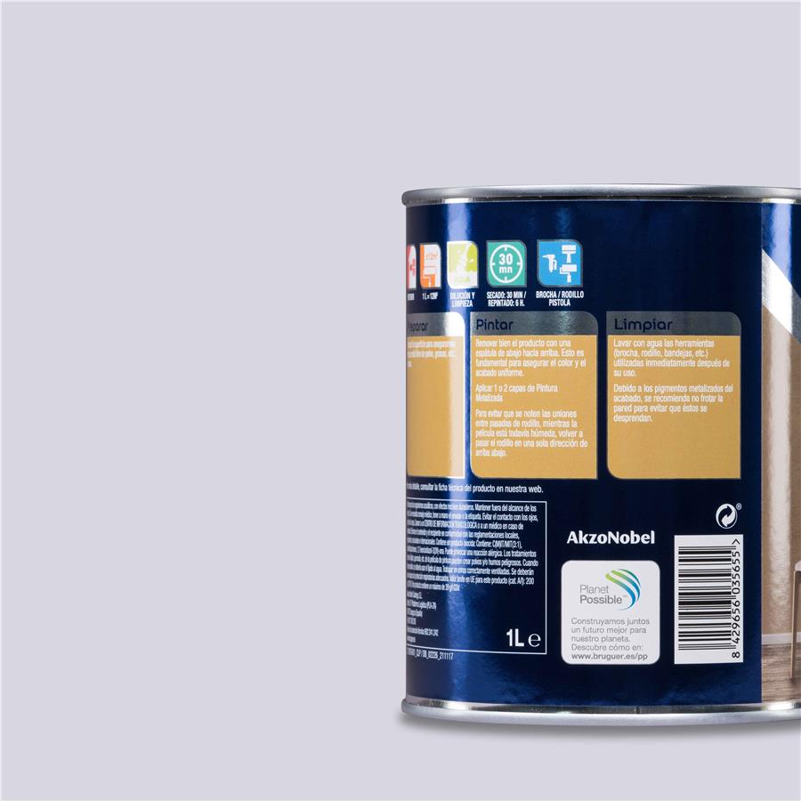 Esmalte Pintura Metalizada Plata Bruguer 1L