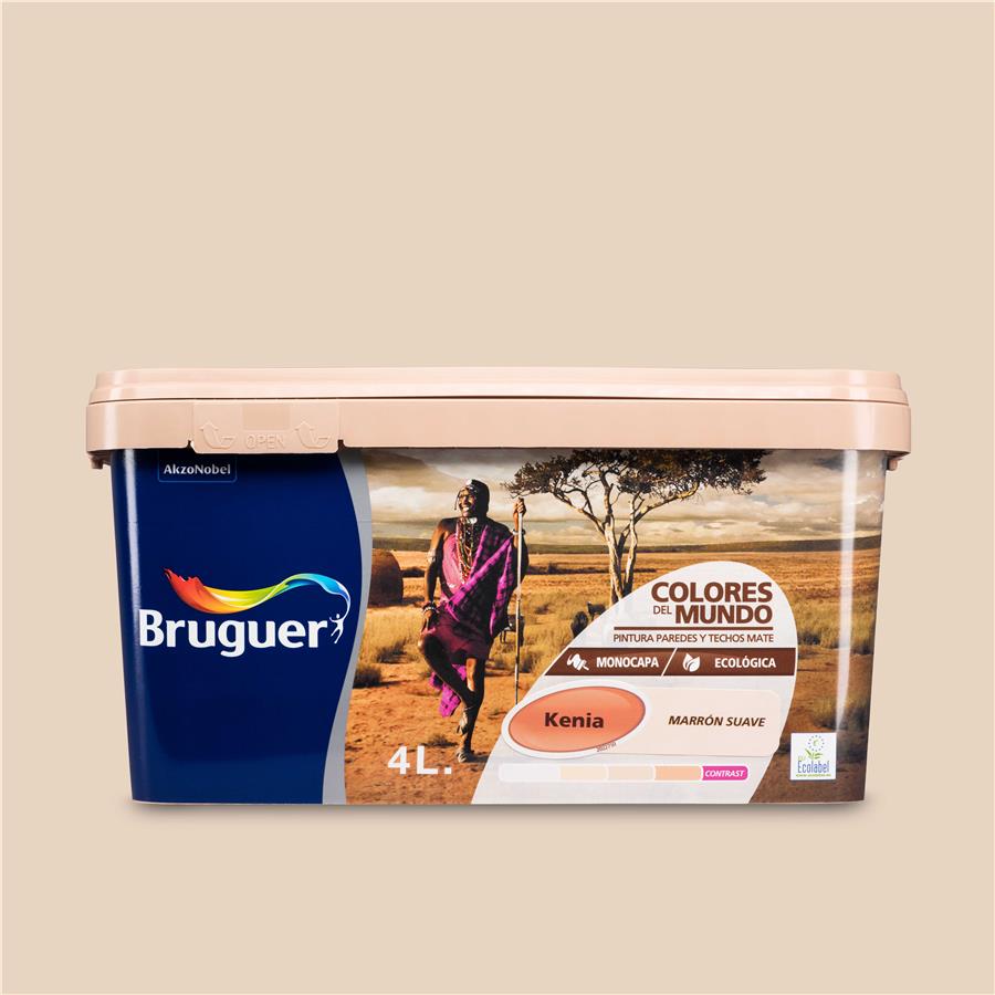 Pintura plástica de interior Kenia Marrón Suave Bruguer 4L