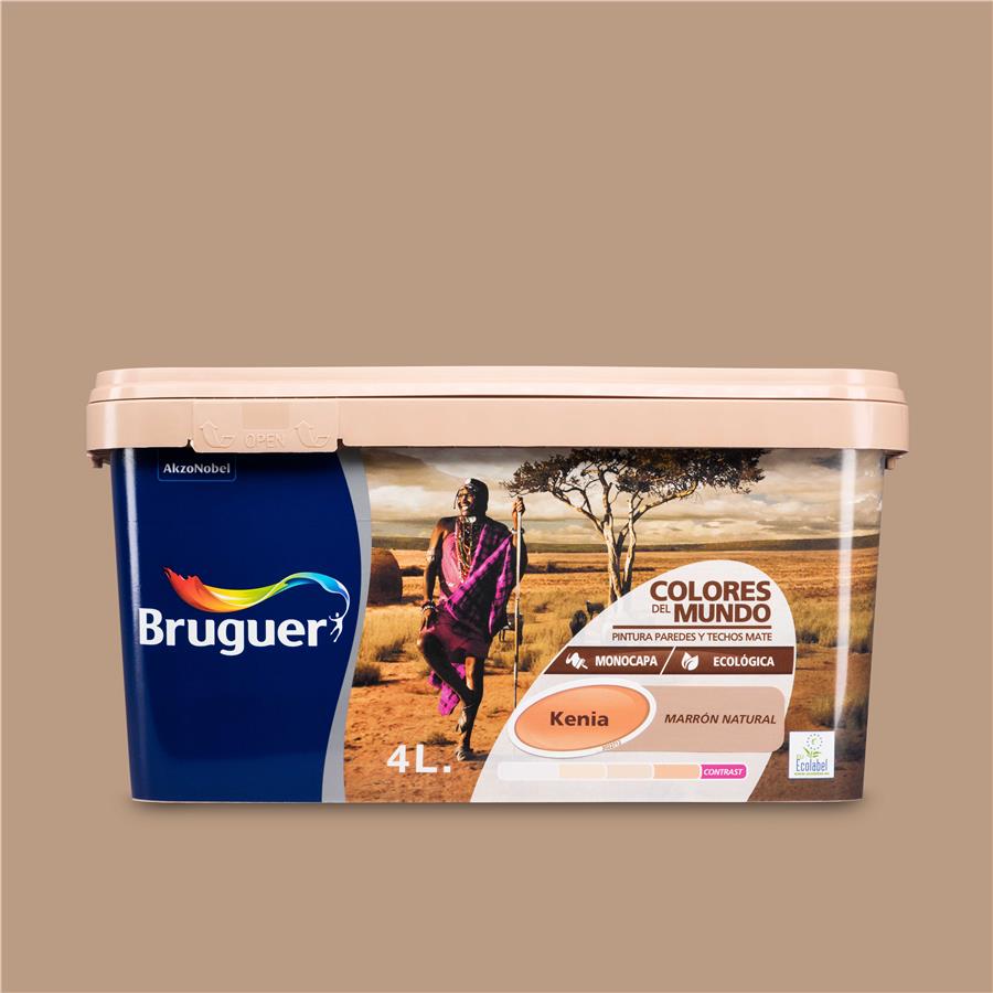 Pintura plástica de interior Kenia Marrón Natural Bruguer 4L