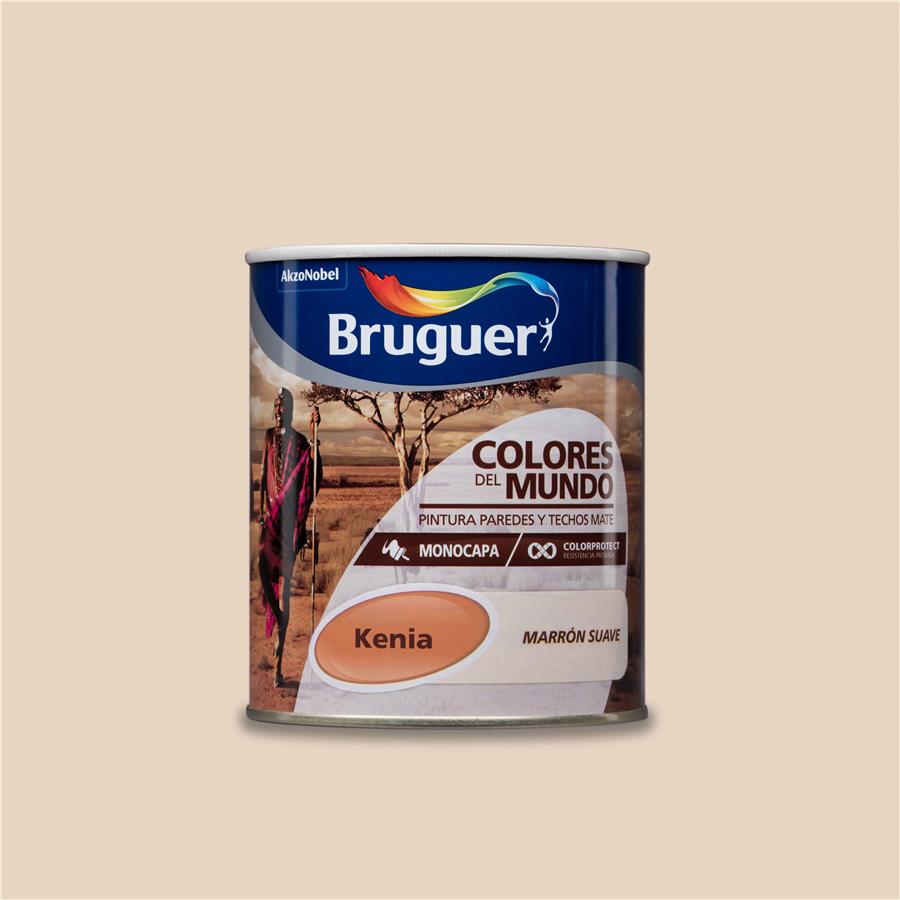 Pintura plástica de interior Kenia Marrón Suave Bruguer 0,750L