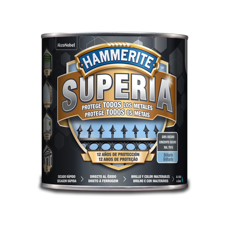 Hammerite Superia Brillante Gris Oscuro 2,5 L