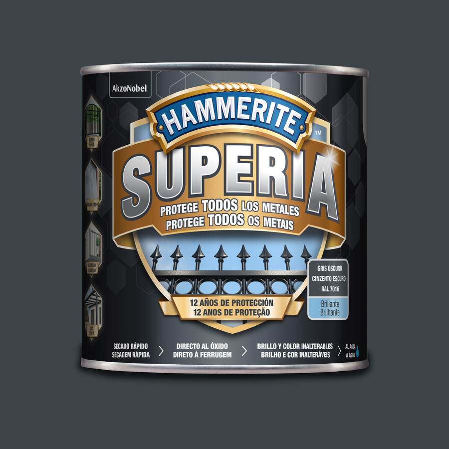 Hammerite Superia Brillante Gris Oscuro 2,5 L