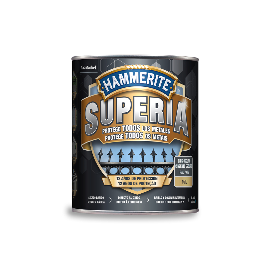 Hammerite Superia Mate Gris Oscuro 750 mL