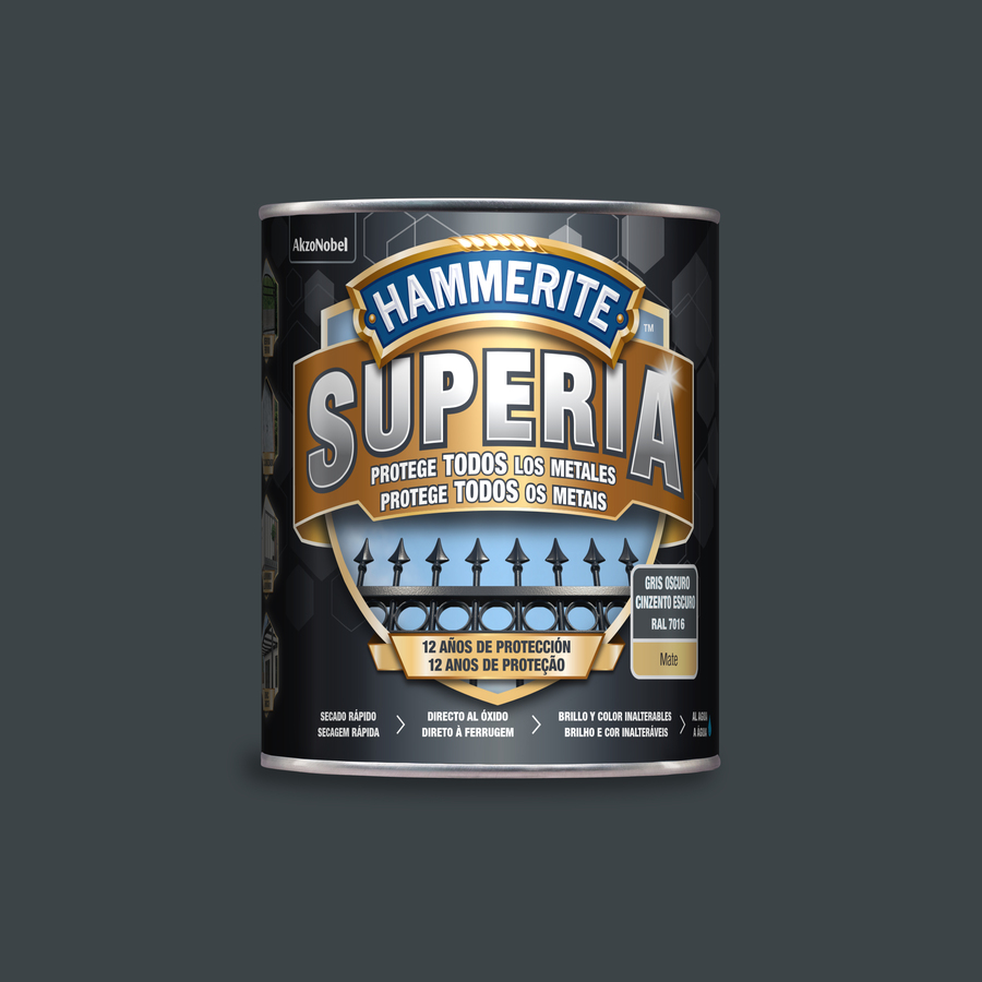 Hammerite Superia Mate Gris Oscuro 750 mL