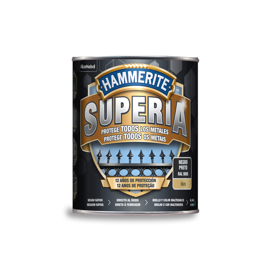 Hammerite Superia Mate Negro 750 mL