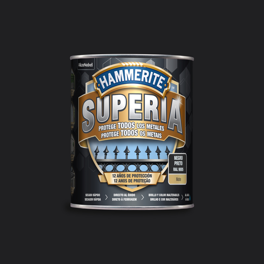 Hammerite Superia Mate Negro 750 mL