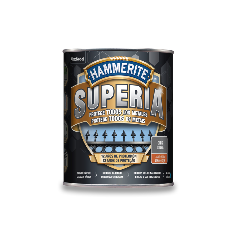 Hammerite Superia Liso Efecto Forja Gris 750 mL