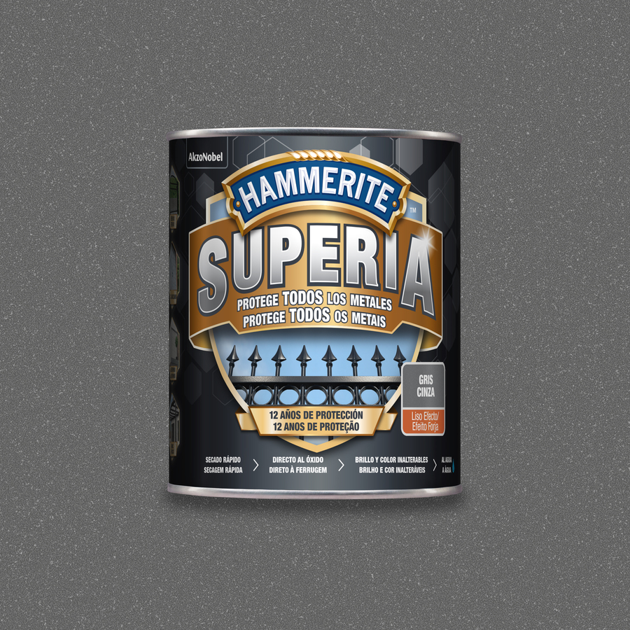 Hammerite Superia Liso Efecto Forja Gris 750 mL