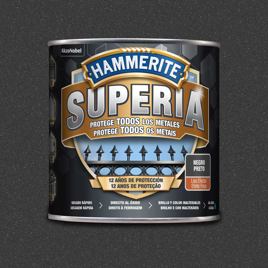 Hammerite Superia Liso Efecto Forja Negro 2,5 L