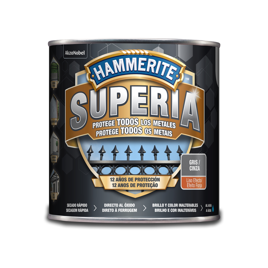 Hammerite Superia Liso Efecto Forja Gris 2,5 L
