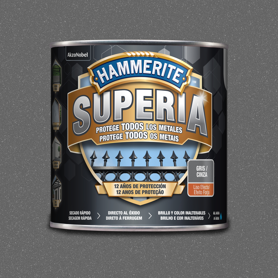 Hammerite Superia Liso Efecto Forja Gris 2,5 L