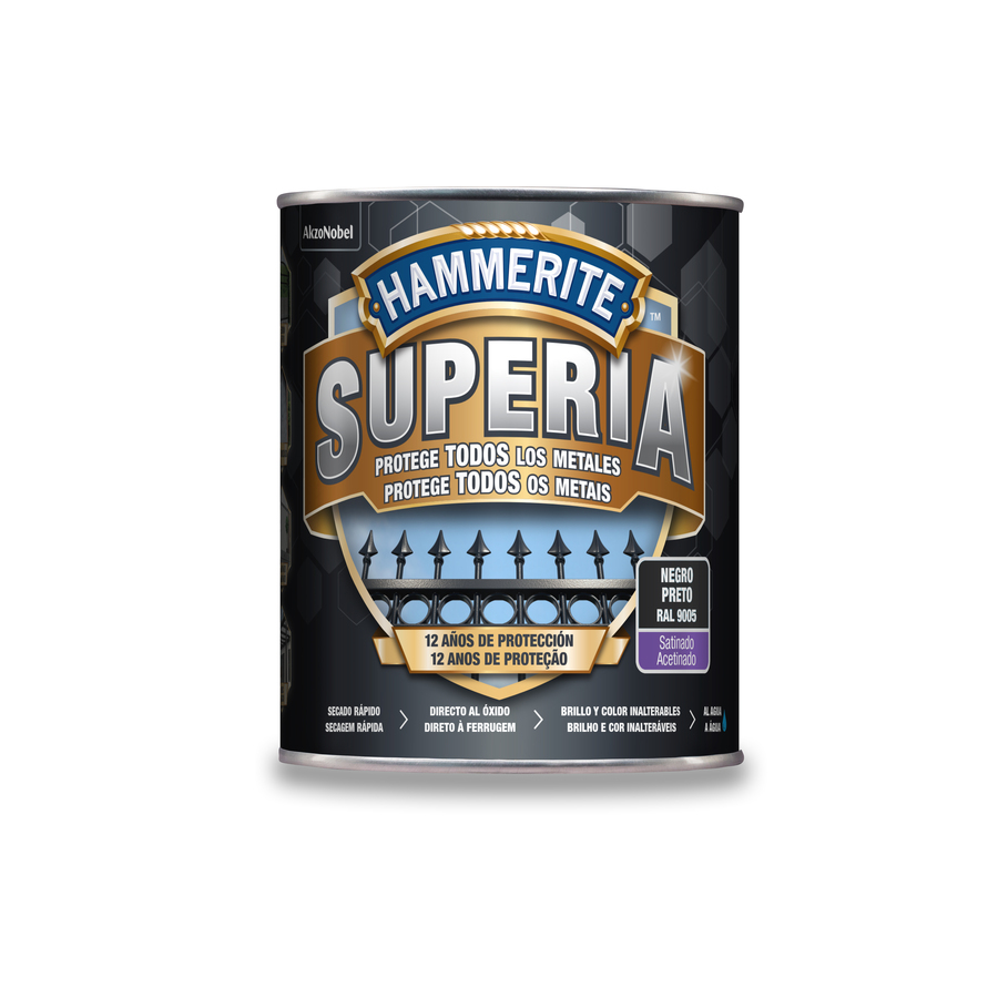 Hammerite Superia Satinado Negro 750 mL