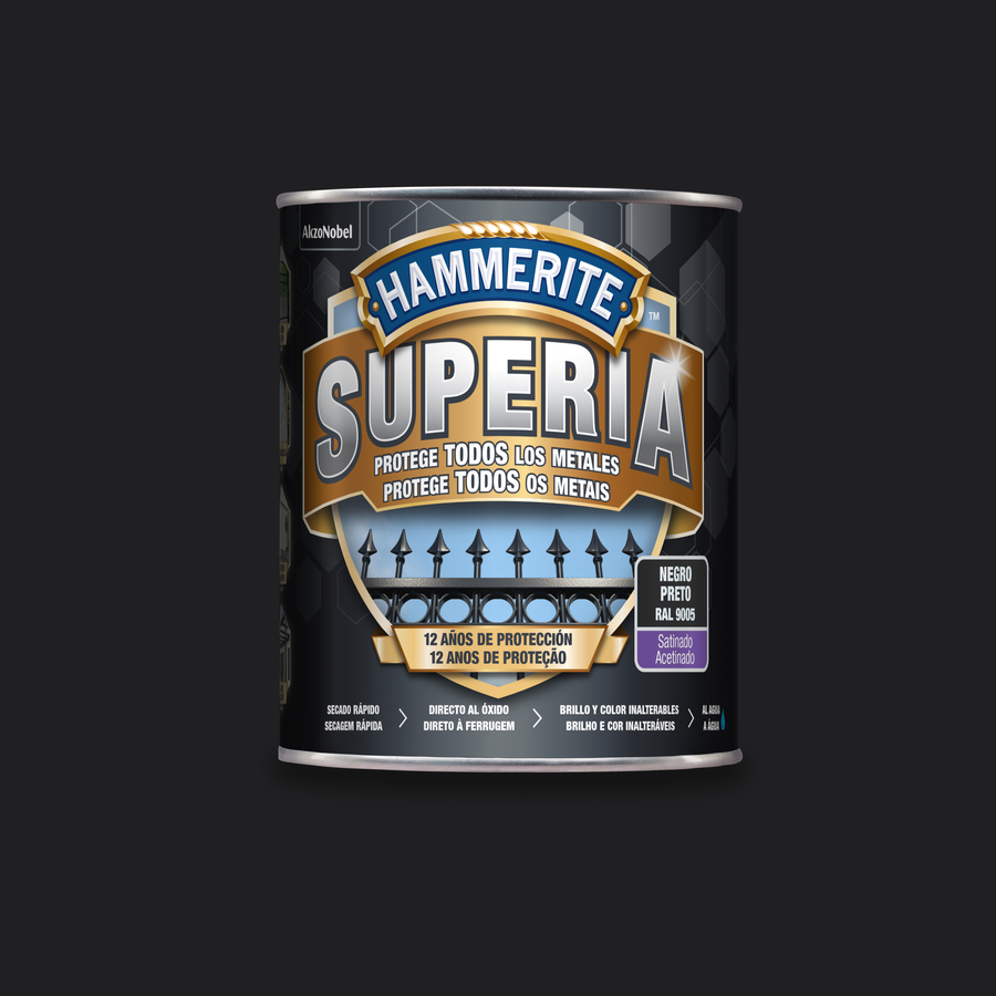Hammerite Superia Satinado Negro 750 mL