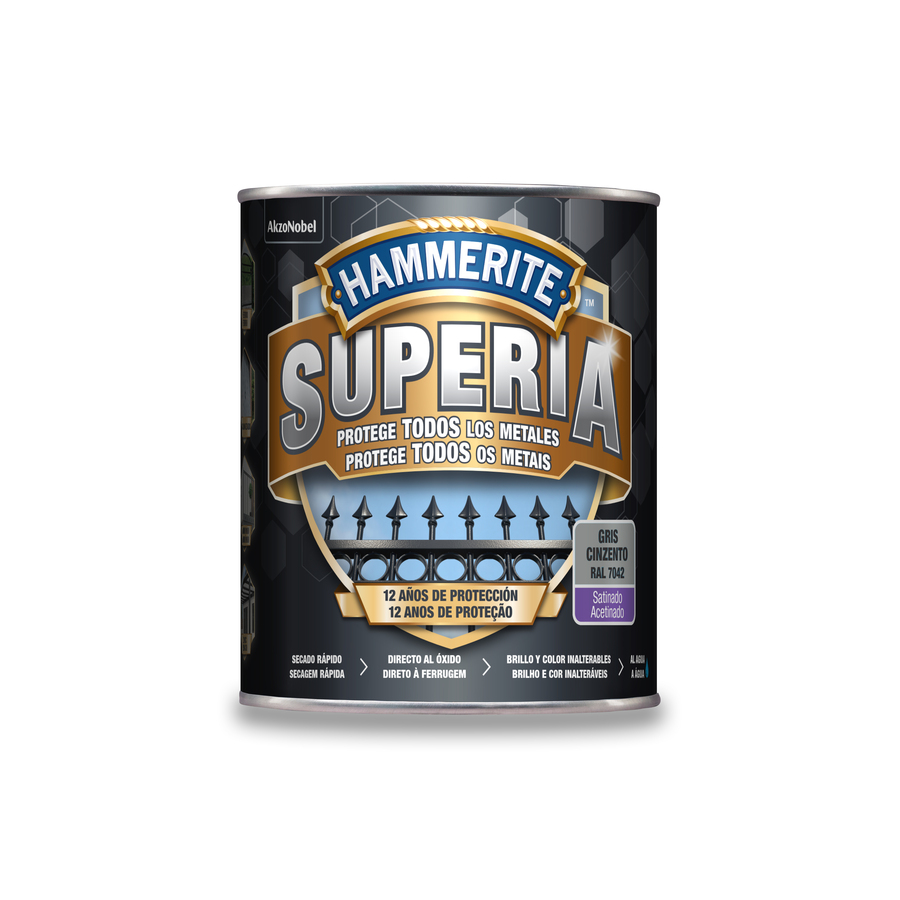 Hammerite Superia Satinado Gris 750 mL
