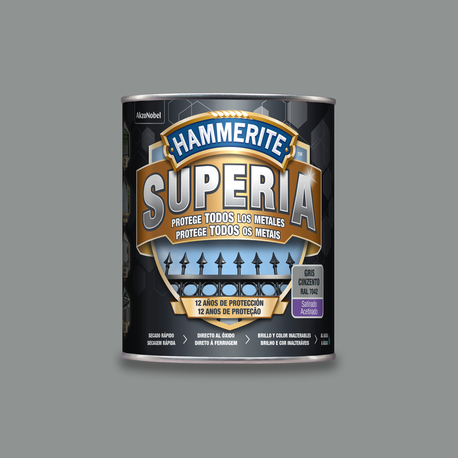 Hammerite Superia Satinado Gris 750 mL