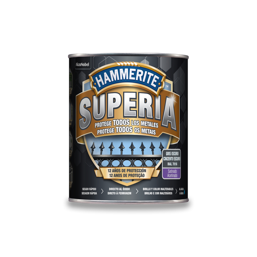 Hammerite Superia Satinado Gris Oscuro 750 mL